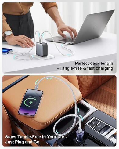 2ft USB to Lightning Cable (2-Pack) MFi Certified, Short iPhone Charger Cord for Car & CarPlay, Durable Braided 2 ft iPhone Charging Cable for iPhone 14 13 12 11 Pro Max, iPad, Power Bank in Saudi Arabia