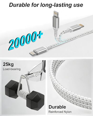 2ft USB to Lightning Cable (2-Pack) MFi Certified, Short iPhone Charger Cord for Car & CarPlay, Durable Braided 2 ft iPhone Charging Cable for iPhone 14 13 12 11 Pro Max, iPad, Power Bank in Saudi Arabia