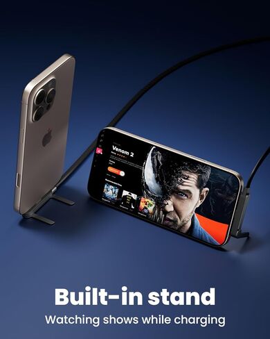 كابل USB C إلى Lightning مع حامل هاتف مدمج، شاحن iPhone سريع جانبي معتمد من MFi بقدرة 30 وات PD، كابل 90 درجة من النوع C إلى Lightning، كابل شاحن حامل غير مرئي 2 في 1 لأجهزة iPhone 14-5 وiPad in Kuwait