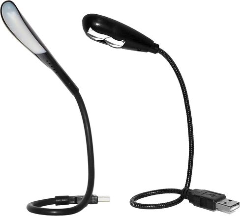 مصباح قراءة USB مزود بـ 14 مصباح LED و2 مصباح LED للكمبيوتر المحمول مع رقبة معقوفة مرنة - أبيض وأسود in Kuwait