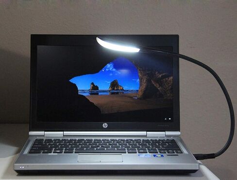 مصباح قراءة USB مزود بـ 14 مصباح LED و2 مصباح LED للكمبيوتر المحمول مع رقبة معقوفة مرنة - أبيض وأسود in Kuwait