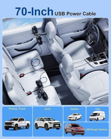 Dual-Head Rear Seat Car Fan, 360° Rotation, Powerful Airflow, Brushless Motor, Stepless Speed Control, Blows Both Left & Right, Ideal For Babies, Pets, Front & Back Seats in Saudi Arabia