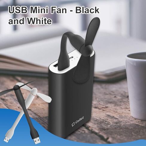 JoanofArc مروحة USB صغيرة، مروحة جيب صغيرة محمولة، توصيل وتشغيل مروحة تبريد USB، مثالية لبنوك الطاقة، مدمجة ومريحة (أبيض + أسود) in Kuwait