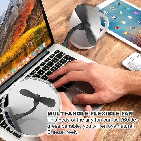 JoanofArc مروحة USB صغيرة، مروحة جيب صغيرة محمولة، توصيل وتشغيل مروحة تبريد USB، مثالية لبنوك الطاقة، مدمجة ومريحة (أبيض + أسود) in Kuwait