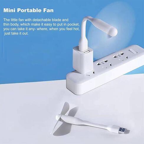 JoanofArc مروحة USB صغيرة، مروحة جيب صغيرة محمولة، توصيل وتشغيل مروحة تبريد USB، مثالية لبنوك الطاقة، مدمجة ومريحة (أبيض + أسود) in Kuwait