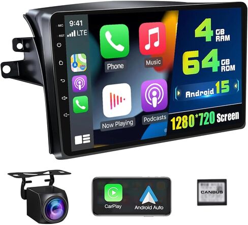 4+64G Android 15 Car Radio Stereo لتويوتا سيينا 2004-2010 مع شاشة تعمل بالشاشة اللاسلكية اللاسلكية ، و 9 '' IPS 1280 * 720 لراديو تشغيل السيارة مع Bluetooth 5.0 DSP GPS WiFi SWC Dual USB in Kuwait