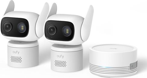 eufy Wired Cam C31, 360° Coverage Pan&Tilt, Indoor and Outdoor, Dual Antenna, Color Night Vision, Local Storage, No Monthly Fee, AI Human/Vehicle/Pet/Cry Detection, 24/7 Continuous Recording, Black in Kuwait