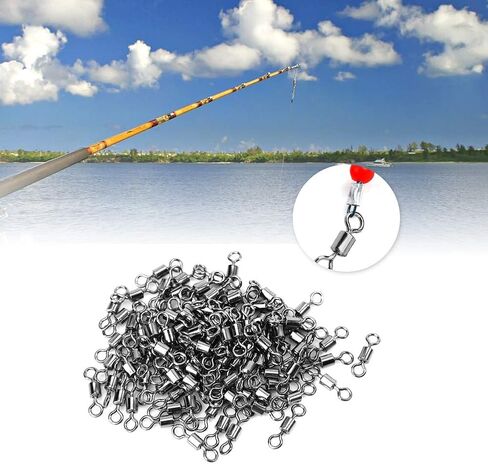 100PCS 8 Shape Fishing Swivel Fishing Hook to Line Connector Stainless Steel High Tensile Snap Hook Connect Ring Fishing Roll Swivel 12MM in Saudi Arabia
