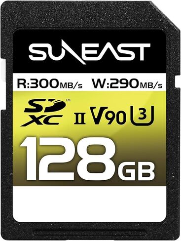 بطاقة ذاكرة SUNEAST Ultimate PRO V90 SDXC، 128 جيجابايت - قراءة تصل إلى 300 ميجابايت/ثانية، كتابة 290 ميجابايت/ثانية، UHS-II، U3، مثالية لفيديو 8K/4K، متوافقة مع أجهزة FD156/HD312 in Kuwait