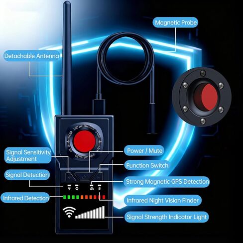 Multifunctional Hidden Camera Detector, GPS Tracker Detector & Camera Detector Spy Camera Finder，Bug Detector Listening Device Detector for Travel, Hotel, Car Privacy Protection in Saudi Arabia