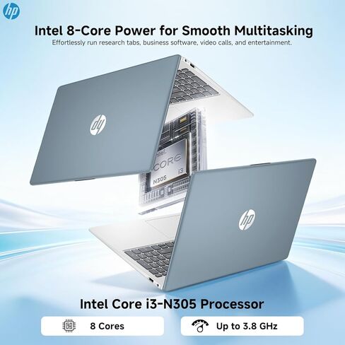HP 15.6 Touchscreen Laptop Windows 11 Pro, Intel 8-Core i3-N305 CPU, 15.6 FHD Touch, 16GB RAM, 512GB SSD, Fast Charge, Wi-Fi 6, HD Camera, Student & Business, Moonlight Blue,W/REDRAGON Accessories in Saudi Arabia