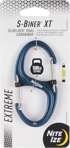 Nite Ize S-Biner XT SlideLock Dual Carabiner - Working Load Limit of 500 lb - Heavy-Duty Locking Carabiner - Durable Aluminum Body & Independent Gates - Camping, Travel & Everyday Carry in Saudi Arabia