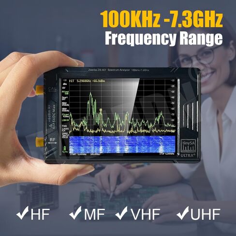 TinySA Ultra+ ZS407 7.3GHz Spectrum Analyzer, 4.0 Inch HW V0.5.4 100kHz-7.3GHz Tinysa Handheld Frequency Analyzer, 2-in-1 RF Signal Generator 100kHz to 900MHz MF/HF/VHF UHF in Saudi Arabia