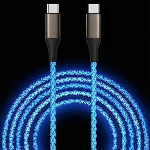 USB C to USB C Cable, Light up Type C Charger Cable, 60W USBC to USBC Cord, Led Type C to C Fast Charger Cord for iPhone 17/16/15/iPad MacBook,Samsung Galaxy S25 S24 S23 (Multicolored, 6FT) in Saudi Arabia
