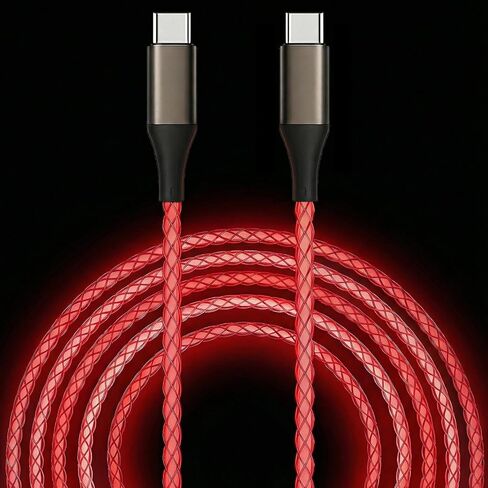 USB C to USB C Cable, Light up Type C Charger Cable, 60W USBC to USBC Cord, Led Type C to C Fast Charger Cord for iPhone 17/16/15/iPad MacBook,Samsung Galaxy S25 S24 S23 (Multicolored, 6FT) in Saudi Arabia