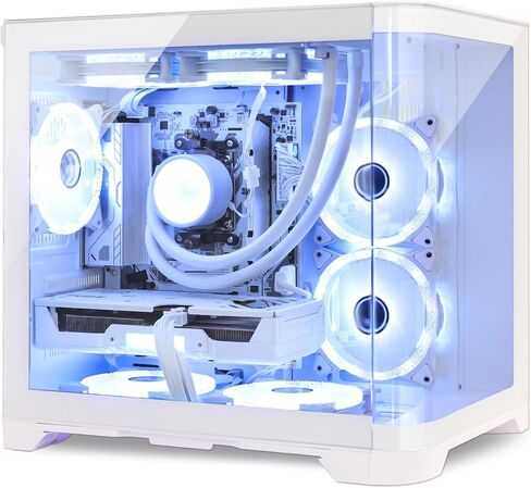Poseidon Pre Built Gaming PC Desktop, 32GB DDR5, AMD Ryzen 5 9600X, RTX 5060 8G, 1TB PCIe + 1TB SATA SSD, 650W PSU, 240mm AIO & 7 ARGB Fans, High-end Tower Computer for Gamer, Home and Office- White in Saudi Arabia