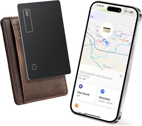 Wallet Tracker Card 0.07in Slim, Compatible with Apple Find My iOS Only, Bluetooth Tracker Smart Tracking Card Wallet Finder, IP68 Waterproof, Item Locator for Luggage Tags, Passports, Purse in Saudi Arabia