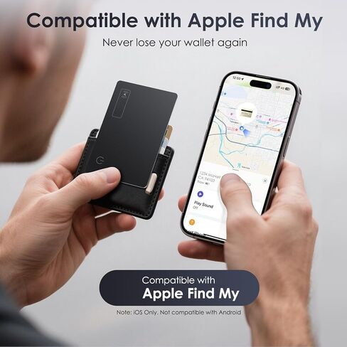 Wallet Tracker Card 0.07in Slim, Compatible with Apple Find My iOS Only, Bluetooth Tracker Smart Tracking Card Wallet Finder, IP68 Waterproof, Item Locator for Luggage Tags, Passports, Purse in Saudi Arabia