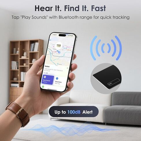 Wallet Tracker Card 0.07in Slim, Compatible with Apple Find My iOS Only, Bluetooth Tracker Smart Tracking Card Wallet Finder, IP68 Waterproof, Item Locator for Luggage Tags, Passports, Purse in Saudi Arabia