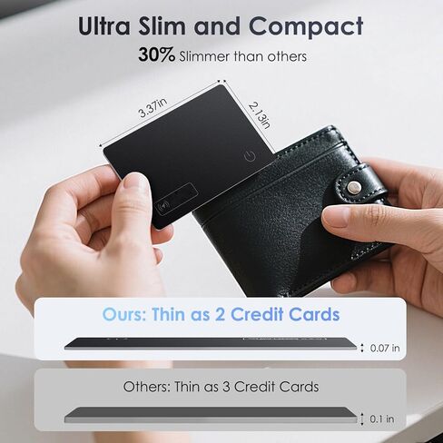 Wallet Tracker Card 0.07in Slim, Compatible with Apple Find My iOS Only, Bluetooth Tracker Smart Tracking Card Wallet Finder, IP68 Waterproof, Item Locator for Luggage Tags, Passports, Purse in Saudi Arabia