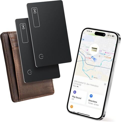 Wallet Tracker Card 0.07in Slim, Compatible with Apple Find My iOS Only, Bluetooth Tracker Smart Tracking Card Wallet Finder, IP68 Waterproof, Item Locator for Luggage Tags, Passports, Purse in Saudi Arabia