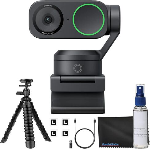 Insta360 Link 2 - كاميرا ويب PTZ 4K للكمبيوتر/Mac، مستشعر 1/2 بوصة، تتبع AI، HDR، ميكروفون إلغاء الضوضاء AI، التحكم في الإيماءات للبث، مكالمات الفيديو، الألعاب والمزيد مع حامل ثلاثي مرن وقماش عدسة in Kuwait