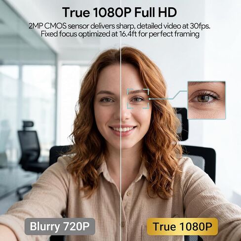 1080P Webcam with Microphone Noise Reduction, Auto Exposure, 90°FOV Wide Angle, Privacy Cover, USB-A to C Adapter, Plug & Play Streaming Camera for PC/Mac/Switch 2, Zoom/Teams/Skype/Meetings in Saudi Arabia