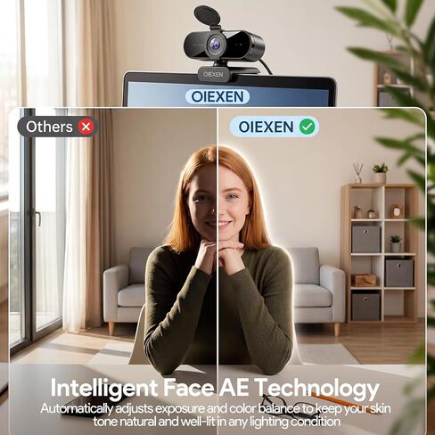 1080P Webcam with Microphone Noise Reduction, Auto Exposure, 90°FOV Wide Angle, Privacy Cover, USB-A to C Adapter, Plug & Play Streaming Camera for PC/Mac/Switch 2, Zoom/Teams/Skype/Meetings in Saudi Arabia