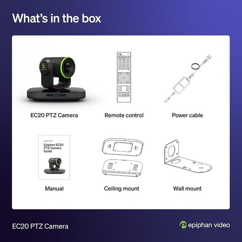 Epiphan EC20 4K PTZ Camera – NDI®|HX3 | 20X Optical Zoom | AI Auto-Tracking | HDMI/SDI/USB/IP | PoE+ | 60 fps | Low-Light | VISCA | Live Streaming for Education, Corporate, Worship & Creators in Saudi Arabia