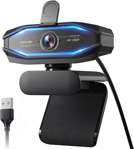 HD 1080P Gaming Webcam with Microphone,Streaming Camera Web Cam with RGB Light,Noise Cancellation, Privacy Cover,Plug and Play,Computer Camera for Desktop/Laptop,Video Calls/Conferencing/Streaming in Saudi Arabia