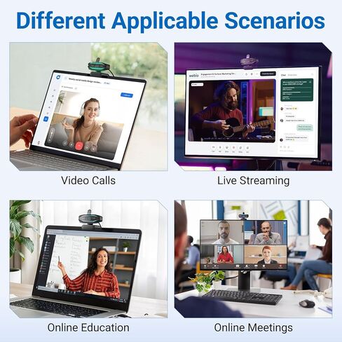 HD 1080P Gaming Webcam with Microphone,Streaming Camera Web Cam with RGB Light,Noise Cancellation, Privacy Cover,Plug and Play,Computer Camera for Desktop/Laptop,Video Calls/Conferencing/Streaming in Saudi Arabia