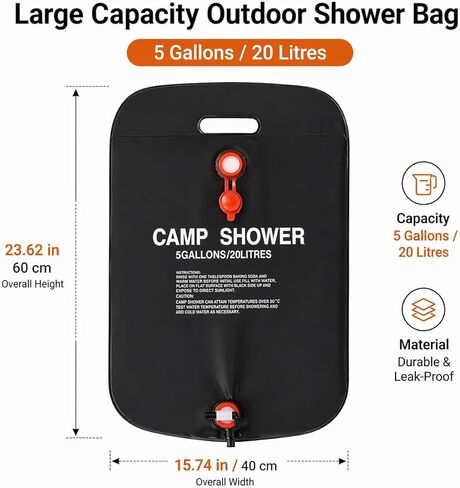 20L Camping Shower Bag Solar Heating Energy Saving Portable Foldable Outdoor Shower with Quick Valve for Hiking RV Beach in Saudi Arabia