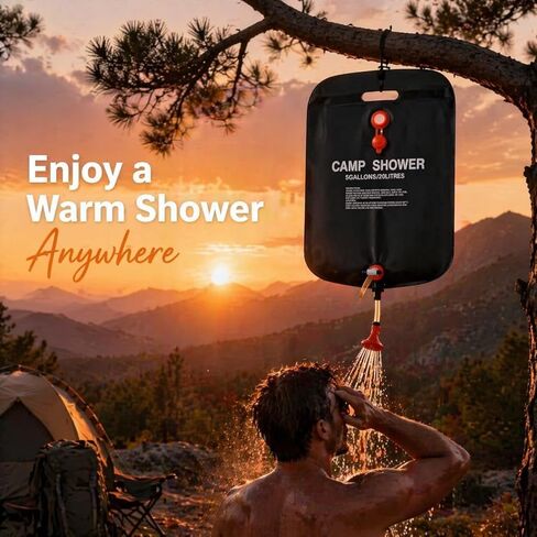 20L Camping Shower Bag Solar Heating Energy Saving Portable Foldable Outdoor Shower with Quick Valve for Hiking RV Beach in Saudi Arabia