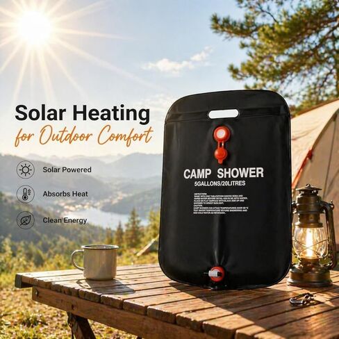20L Camping Shower Bag Solar Heating Energy Saving Portable Foldable Outdoor Shower with Quick Valve for Hiking RV Beach in Saudi Arabia