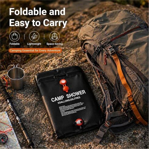 20L Camping Shower Bag Solar Heating Energy Saving Portable Foldable Outdoor Shower with Quick Valve for Hiking RV Beach in Saudi Arabia