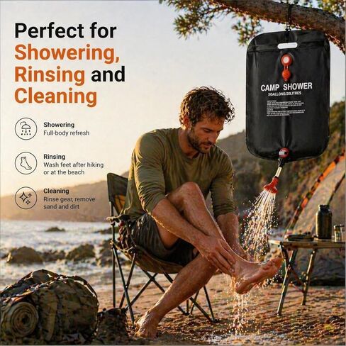 20L Camping Shower Bag Solar Heating Energy Saving Portable Foldable Outdoor Shower with Quick Valve for Hiking RV Beach in Saudi Arabia