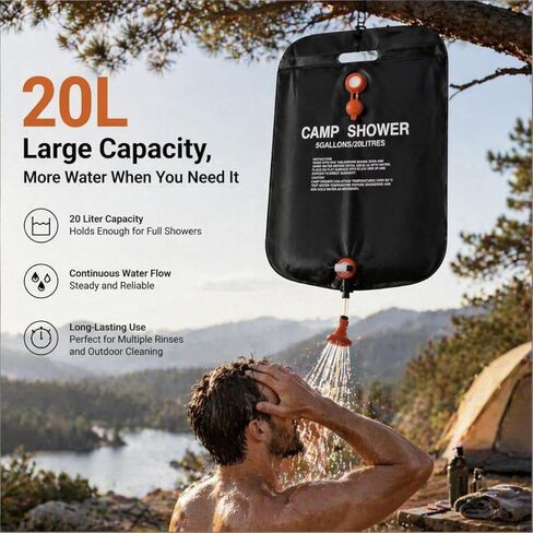 20L Camping Shower Bag Solar Heating Energy Saving Portable Foldable Outdoor Shower with Quick Valve for Hiking RV Beach in Saudi Arabia