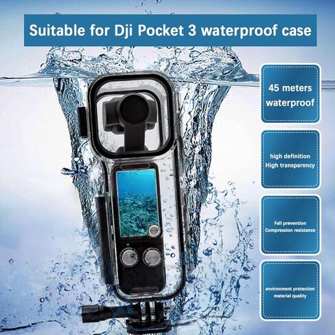 حافظة مقاومة للماء بطول 45 متر لـ DJI Osmo Pocket 3 تحت الماء غطاء مبيت للغوص غطاء حماية ملحقات الكاميرا للتصوير الفوتوغرافي in Kuwait