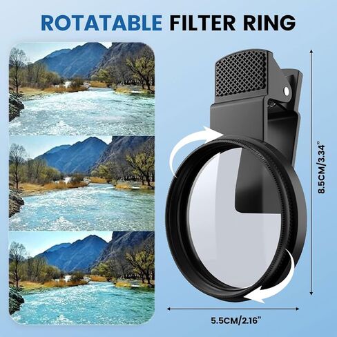 52mm CPL Polarizing Lens Filter for Phone Camera, Clip On Smartphone Camera Filter, Reduce Glare Photography Lens in Saudi Arabia