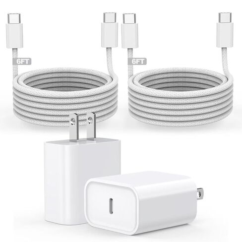 [معتمد من Apple MFi] شاحن iPhone Air/17، USB C شحن سريع 2 حزمة 20 وات شاحن Apple نوع C كتلة 6FT USB C إلى C كابل منسوج لهاتف iPhone 17 Pro Max/16 Plus/16 Pro Max/15 Pro Max، iPad Pro/Air/AirPods in Kuwait
