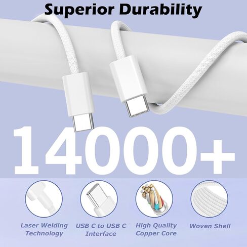 [معتمد من Apple MFi] شاحن iPhone Air/17، USB C شحن سريع 2 حزمة 20 وات شاحن Apple نوع C كتلة 6FT USB C إلى C كابل منسوج لهاتف iPhone 17 Pro Max/16 Plus/16 Pro Max/15 Pro Max، iPad Pro/Air/AirPods in Kuwait