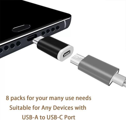 8 قطع محول USB إلى USB C، موصل محول Micro USB إلى USB C أنثى ذكر لأجهزة الكمبيوتر المحمول والسيارة والهاتف الذكي وسماعات الرأس وميكروفون الكمبيوتر in Saudi Arabia