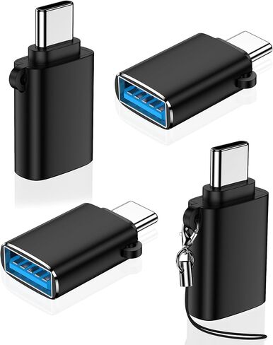 USBC to USB Adapter 4 Pack, USB C Male to USB 3.0 Female OTG Adapter for iPhone 17e 16, iPad mini, MacBook Pro, Samsung S26 S25, High-Speed Data Transfer and Fast Charging Type-C Connector-Black in Saudi Arabia