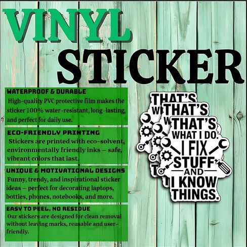 (3pcs) هذا ما أقوم به أقوم بإصلاح الأشياء وأعرف ملصق الأشياء - Mechanic Vinyl Secal - هدايا للمصلح والمهندسين والفنيين - ملصق مقاوم للماء لصندوق الأدوات والكمبيوتر المحمول والقبعة الصلبة 3 "X2.7" in Kuwait