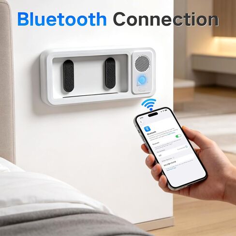 Shower Phone Holder with Speaker, Waterproof Wireless Bluetooth Speaker with 360 Rotation, Rechargeable Hands-Free Wall Mounted Shower Speaker for Any Phone Under 7 Inches, White in Saudi Arabia