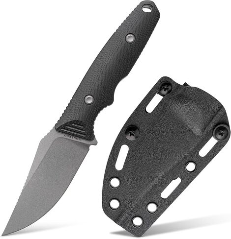 سكين Vosteed H-Back EDC ذو الشفرة الثابتة - شفرة Nitro-V مقاس 2.92 بوصة مع غمد، غسيل حجري - مقبض G10 أزرق مع مشبك S.O.A.R. للصيد وسكاكين النجاة - D0405 in Kuwait