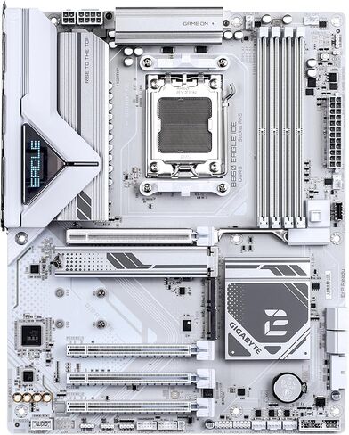 اللوحة الأم GIGABYTE B850 Eagle Ice - معالجات سلسلة AMD Ryzen 9000، 8+2+2 مرحلة رقمية VRM، حتى 8200 ميجا هرتز DDR5 (O.C)، 1x PCIe 5.0 M.2 + 2X PCIe 4.0 M.2، 2.5 جيجا بايت LAN، USB 3.2 Gen 2 in Saudi Arabia