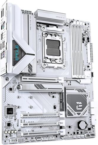 اللوحة الأم GIGABYTE B850 Eagle Ice - معالجات سلسلة AMD Ryzen 9000، 8+2+2 مرحلة رقمية VRM، حتى 8200 ميجا هرتز DDR5 (O.C)، 1x PCIe 5.0 M.2 + 2X PCIe 4.0 M.2، 2.5 جيجا بايت LAN، USB 3.2 Gen 2 in Saudi Arabia