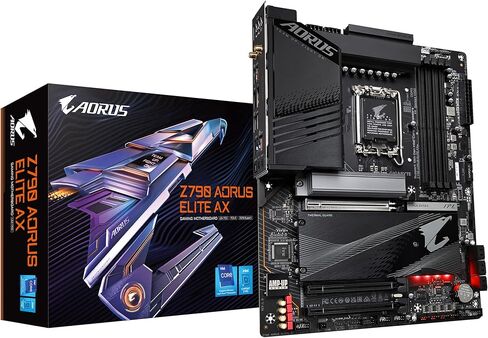 GIGABYTE Z790 AORUS Elite AX (LGA 1700/ Intel Z790/ ATX/ DDR5/ Quad M.2/ PCIe 5.0/ USB 3.2 Gen2X2 Type-C/Intel WiFi 6E/ 2.5GbE LAN/Q-Flash Plus/PCIe EZ-Latch/اللوحة الأم للألعاب) (متجدد) in Saudi Arabia