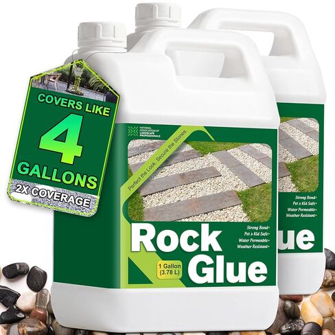 Teexpert Rock Glue for Landscaping: 2 Gallon Pea Gravel Glue Landcape Adhesive Stone Binder for Driveways Edge, Outdoor Garden, Patio, Yard & Walkway — Strong Adhesion, 560 sq ft Large Coverage in Saudi Arabia